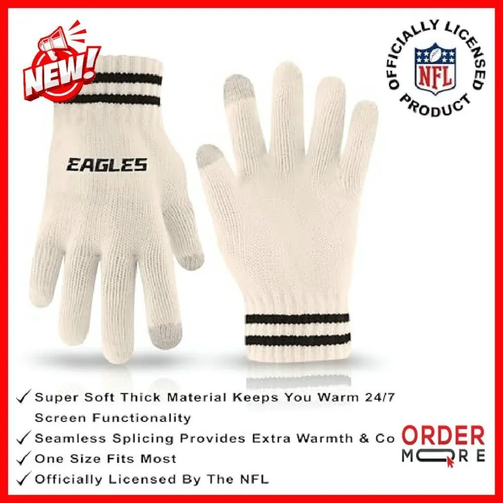 NFL Team Winter Beanie Hat with Touch Screen Gloves Set